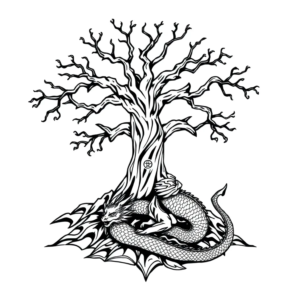 Dragon Blackwork tattoo design