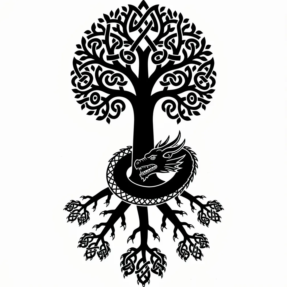 Dragon Blackwork tattoo design