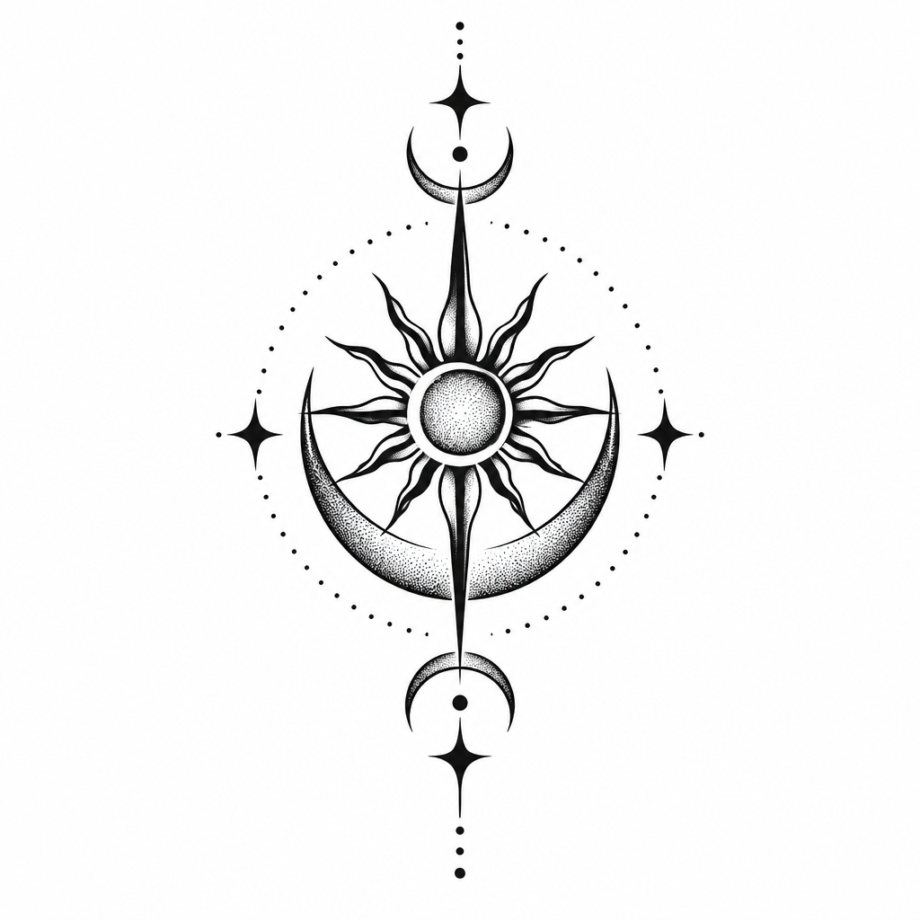 A minimalist black tattoo concept with clean lines and simple ink styling.