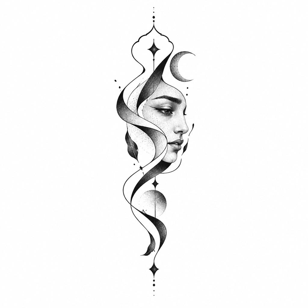 A lettering tattoo in Persian script reading 'درباره نشد' with a clean, minimalist typographic style.